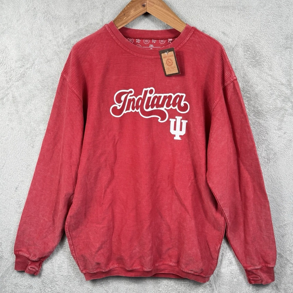 Three Square Indiana University Sweatshirt Womens 2XL Red Corduroy Oversized NWT